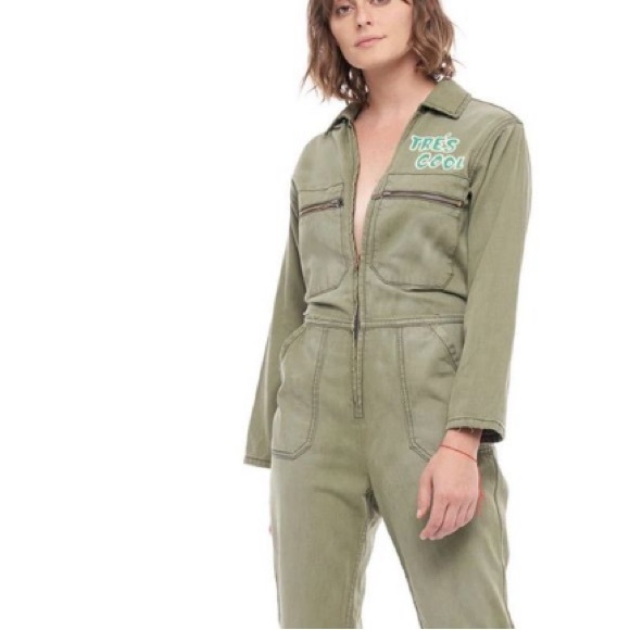 Sandrine Rose x Free People  Natural Khaki Tres Cool Front Zipper Jumpsuit Sz M - Picture 11 of 13